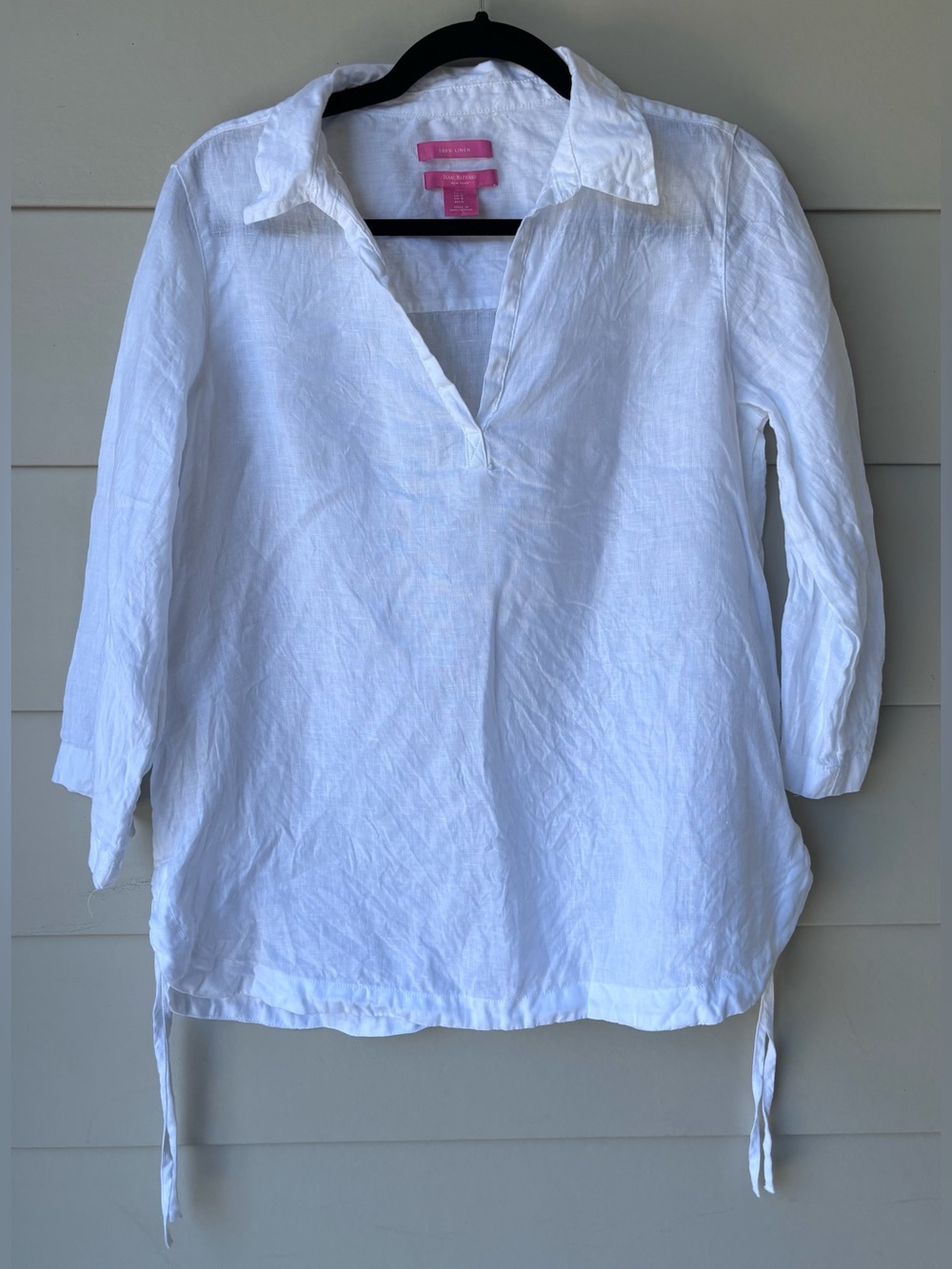Isaac Mizrahi 100% Linen White Summer Blouse – Size Small